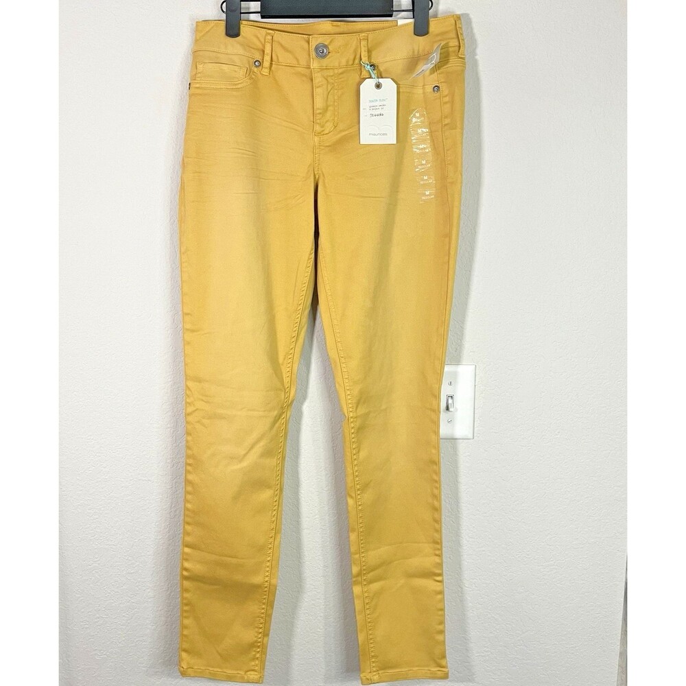 Maurices Jeans Women’s Sz M Long Yellow/gold Skinny Jegging Denim Flex NWT